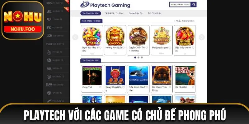 Trang chủ Playtech với các game có chủ đề phong phú