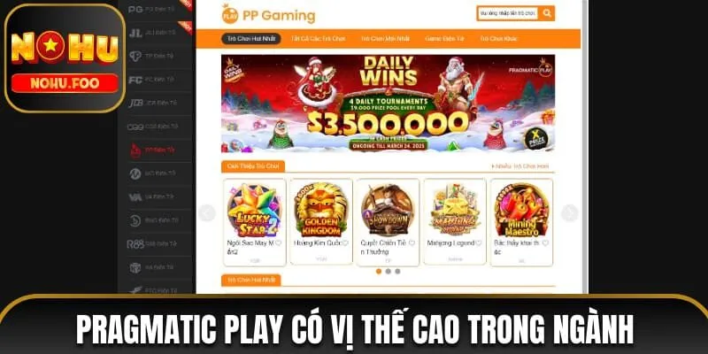 Trang chủ Pragmatic Play có vị thế cao trong ngành